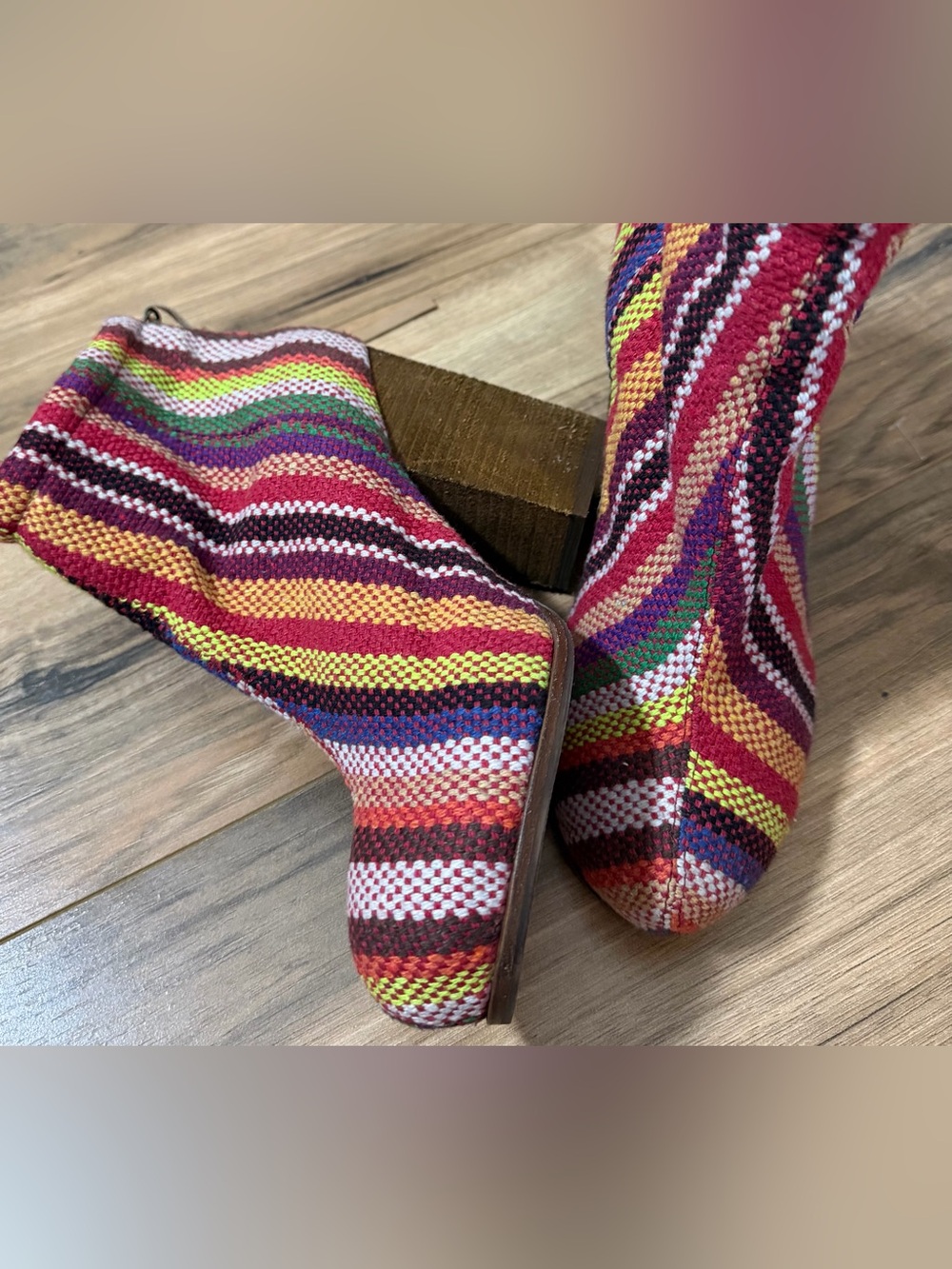 Jeffery Campbell Havana Rainbow Woven Ankle Boots 9.5